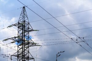 Crossing of wires of high-voltage lines.