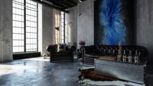 Salon fait en béton ciré