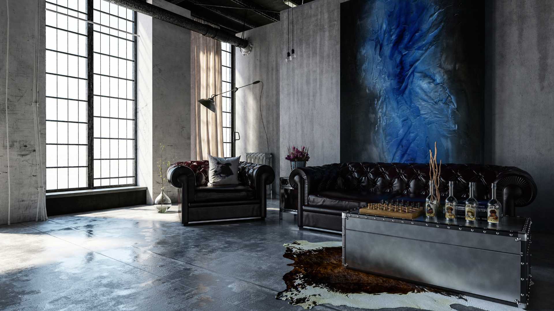 Salon fait en béton ciré 